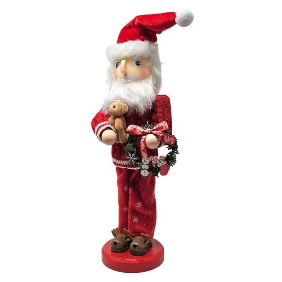 Christmas Eve Santa Pajamas Reindeer Slippers Teddy Bear 14" Nutcracker - Picture 4 of 5
